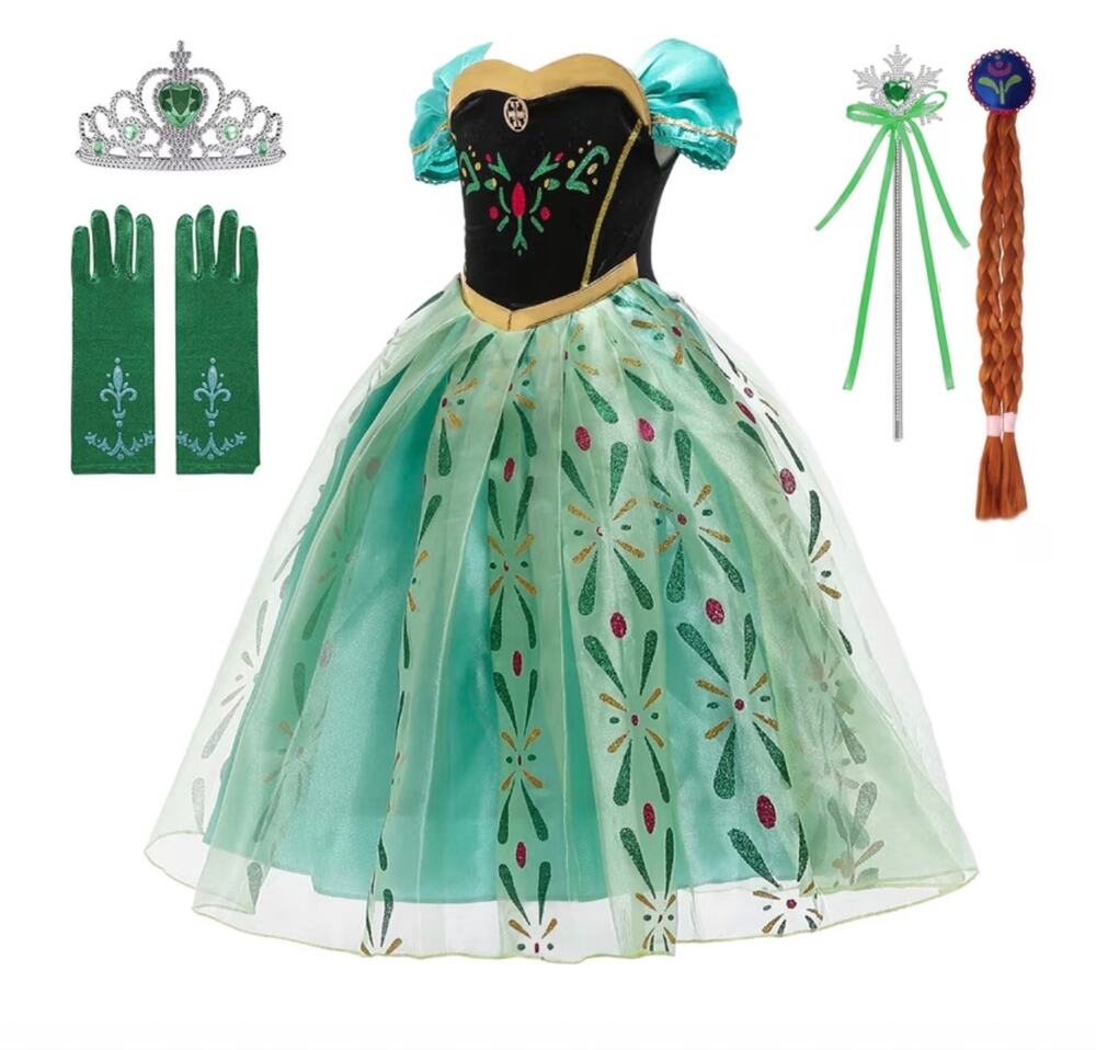 New Bibei Beiniu Girl Deluxe Princess Anna Coronation Costume Set Size 150 10/12